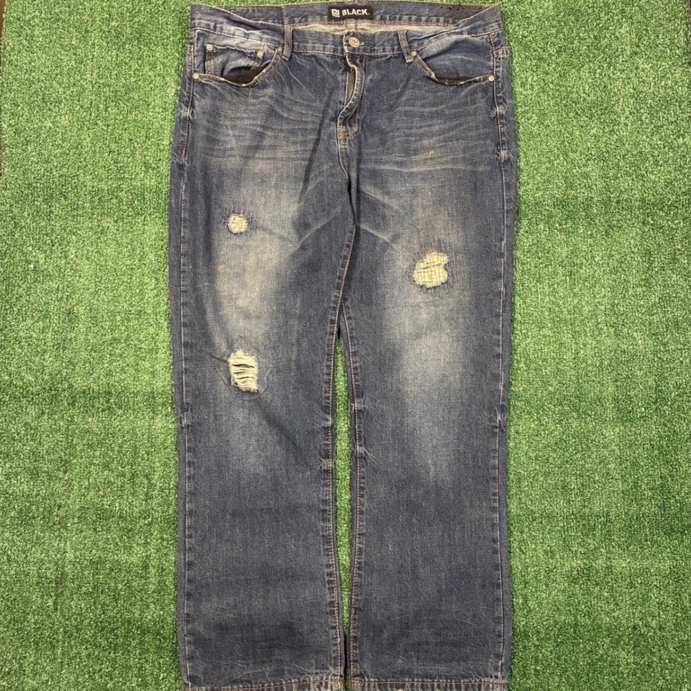 Y2K 2000's Eckoâ Unltd Black Relaxed Straight Distressed Jeans